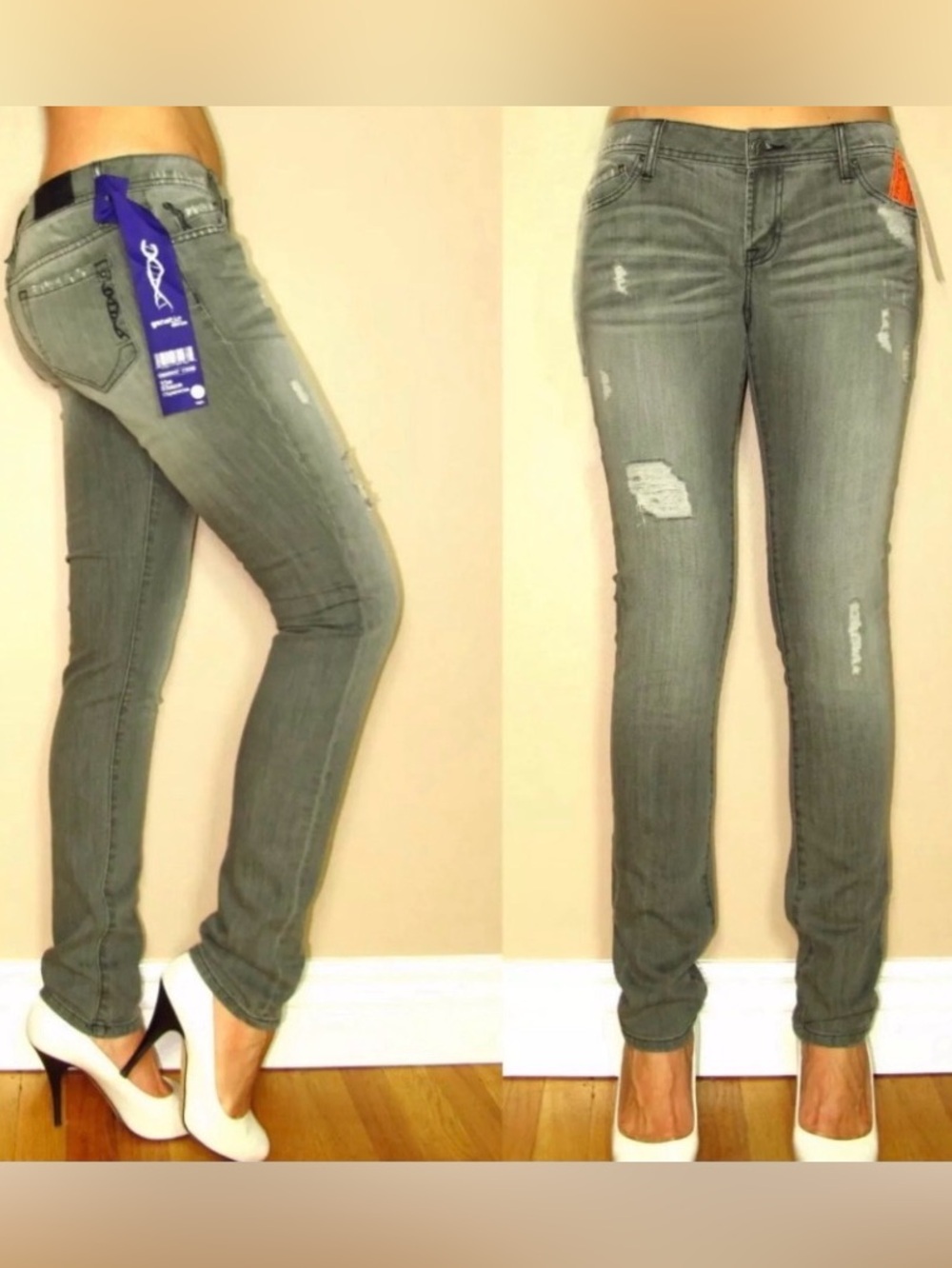 NWT Genetic Denim Cigarette Skinny Shane Jeans in Ash Grey, Sz 29